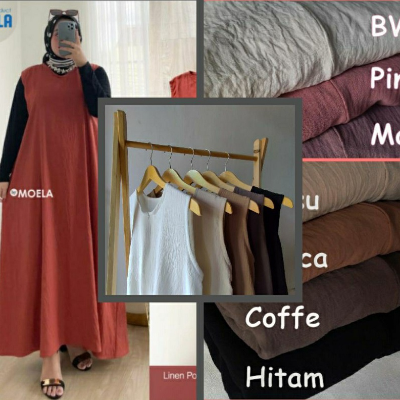 Inner dress crinkle airflow jumbo big size over size busui busui non busui daleman gamis baju kutung