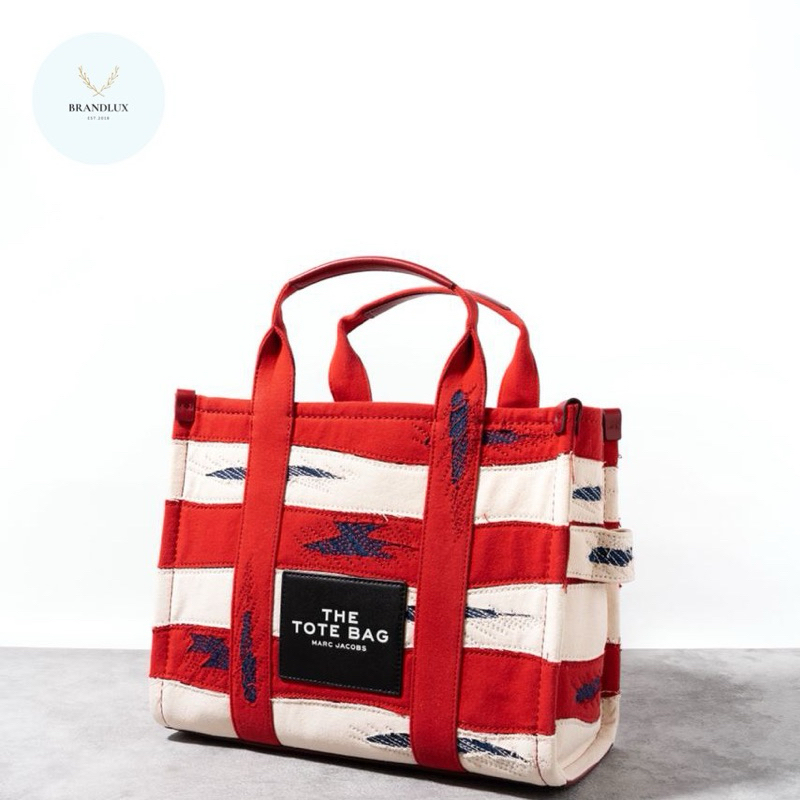 MARC JACOBS The americana medium traveler tote bag Red Denim Multi