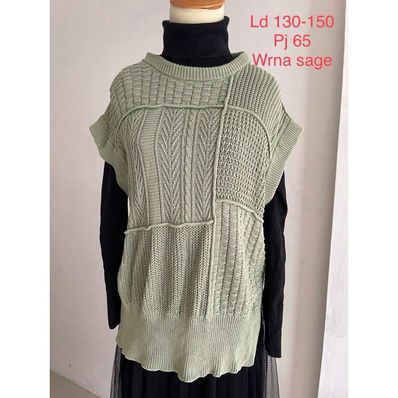 nice claup vest rajut wanita warna sage atasan rajut wanita