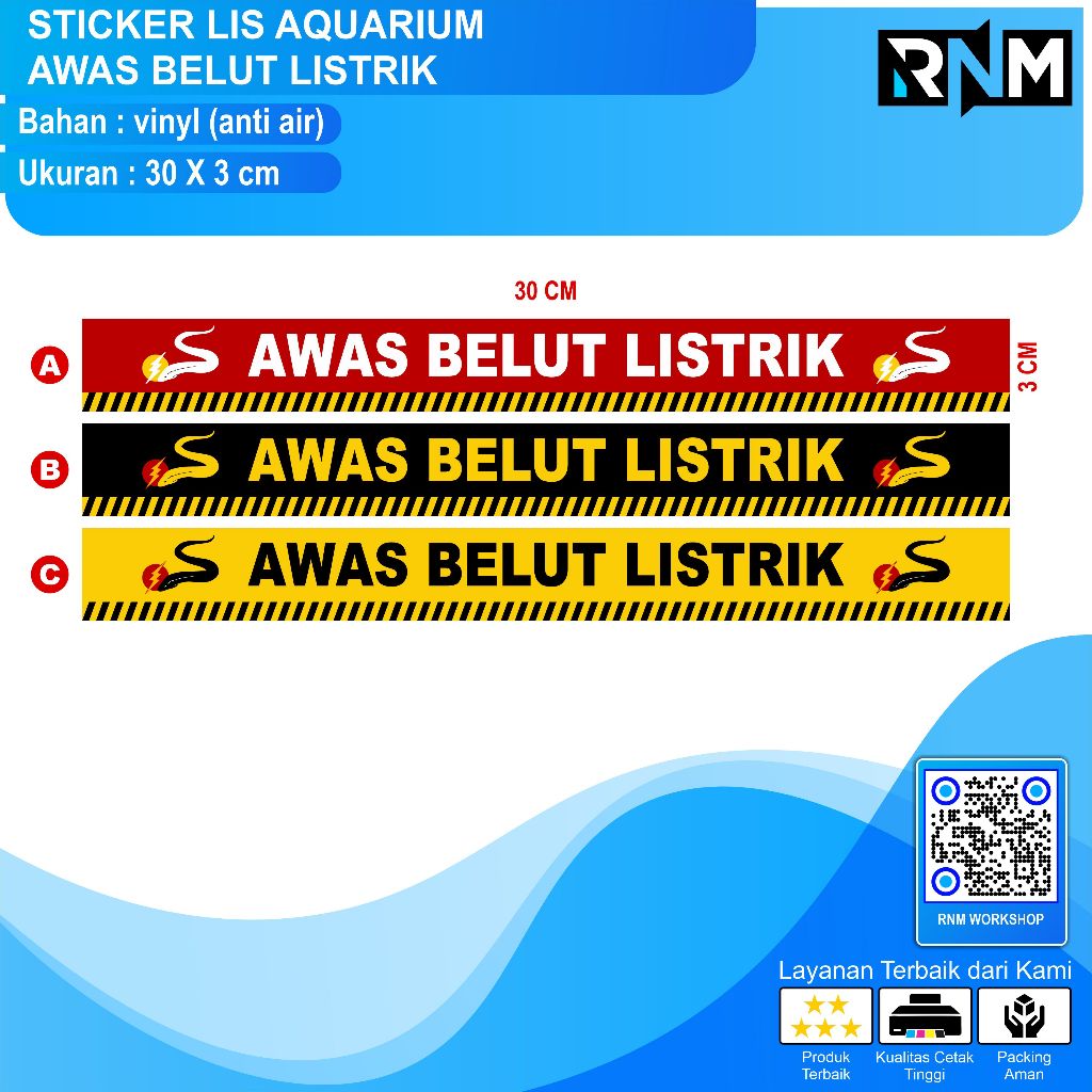 STICKER LIS AQUARIUM AWAS BELUT LISTRIK 30 X 3