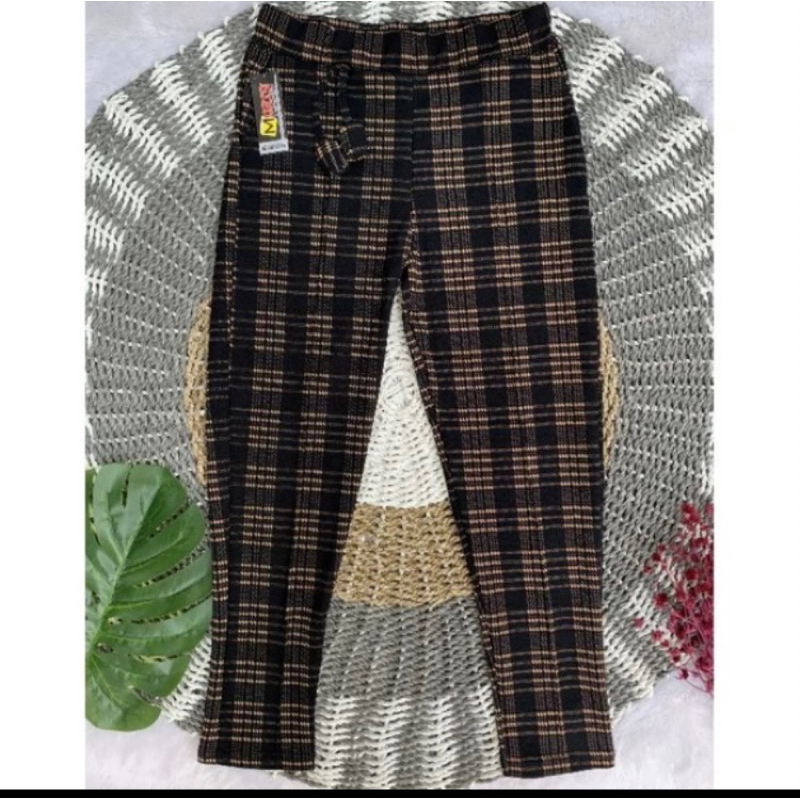 Celana Tartan kotak Kotak wanita Panjang Korean Style Big Size Jumbo Dewasa