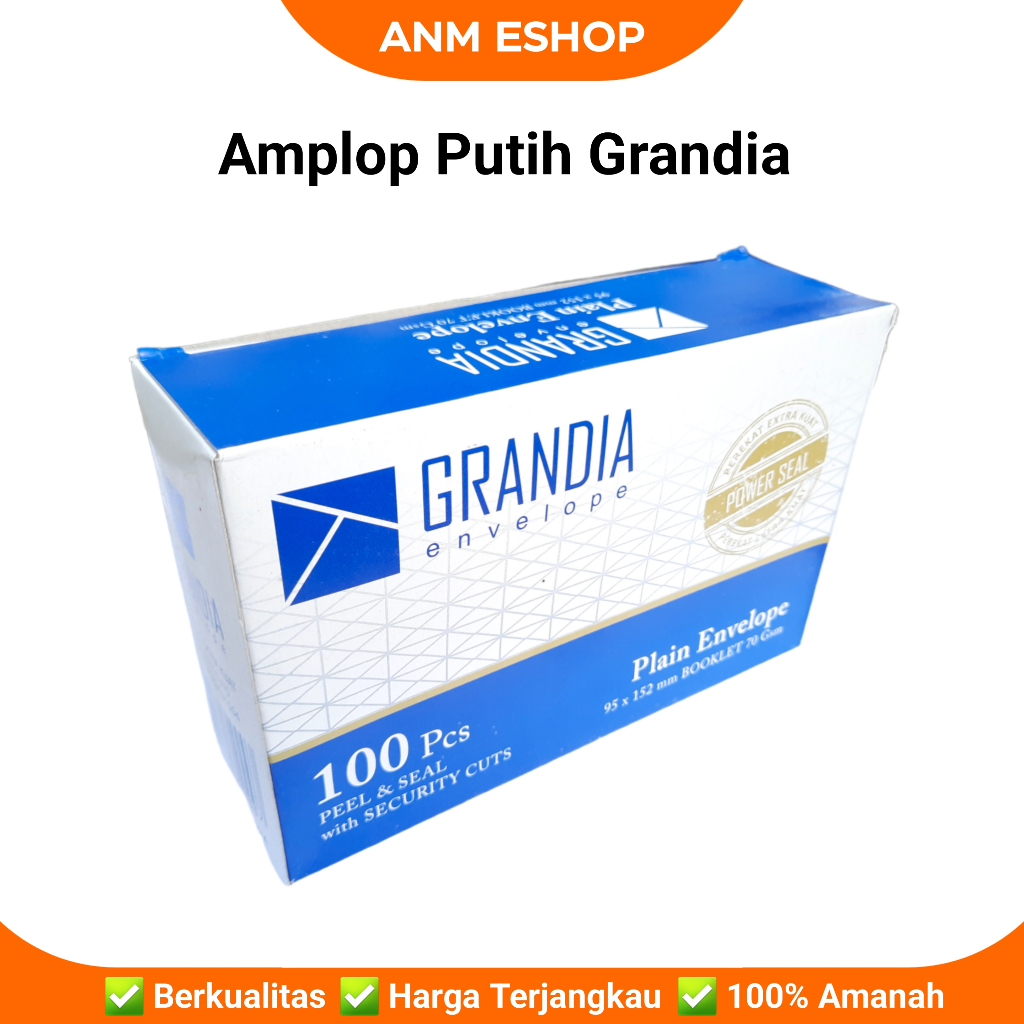 

AMPLOP PUTIH POLOS SEDANG 104 GRANDIA ISI 100 LEMBAR kualitas paperline ( sudah ada lem ) PROMO !!!