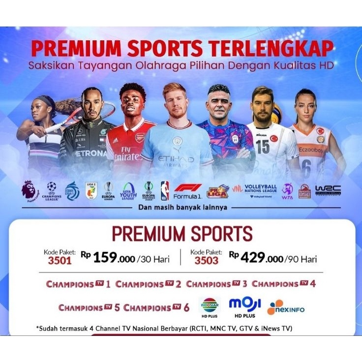 LIMIT Paket Premium Sports Nex Parabola Paket 351 Nex Parabola 3 Hari PROMO