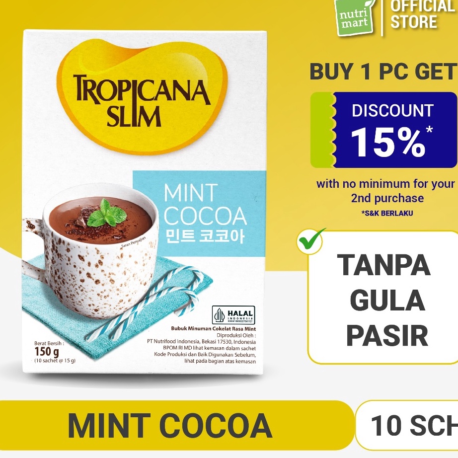 

KODE 77 Tropicana Slim Mint Cocoa 1 Sachet Minuman Cokelat Mint Nikmat Tanpa Gula Pasir