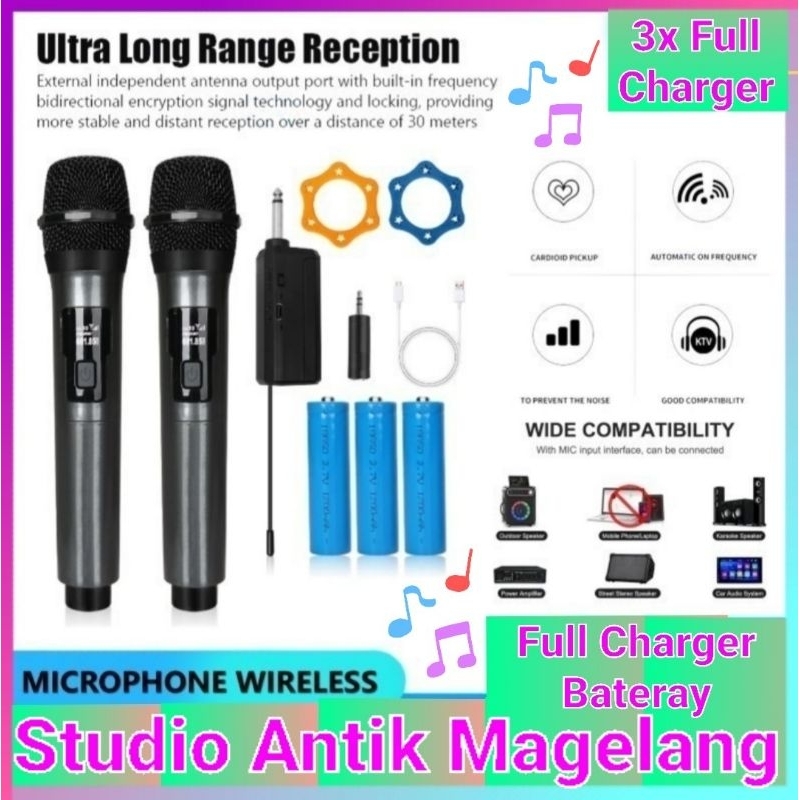 Mic Wireless Universal 2 mic - Mikrofon Wireless - Mic Karaoke - Michrophon Wireless - Mic wireless 