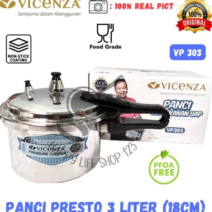 le Panci Presto 3 Liter VICENZA  Presto 3 Liter VICENZA  Pressure Cooker 3 Liter VICENZA