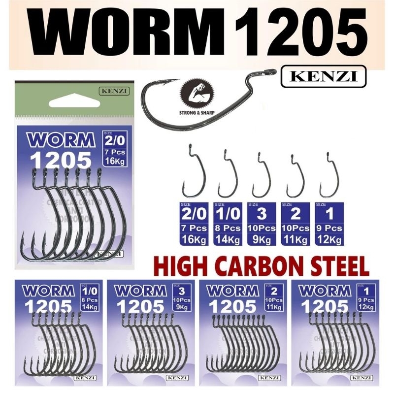 Kail softlure / worm hook KENZI 1 bungkus