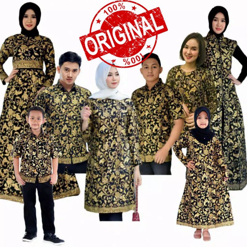 BATIK KELUARGA  KATUN PRIA DAN WANITA AYAH IBU ANAK CEWEK ANAK COWOK KATUN BATIK COPLE FAMILY SARIMB