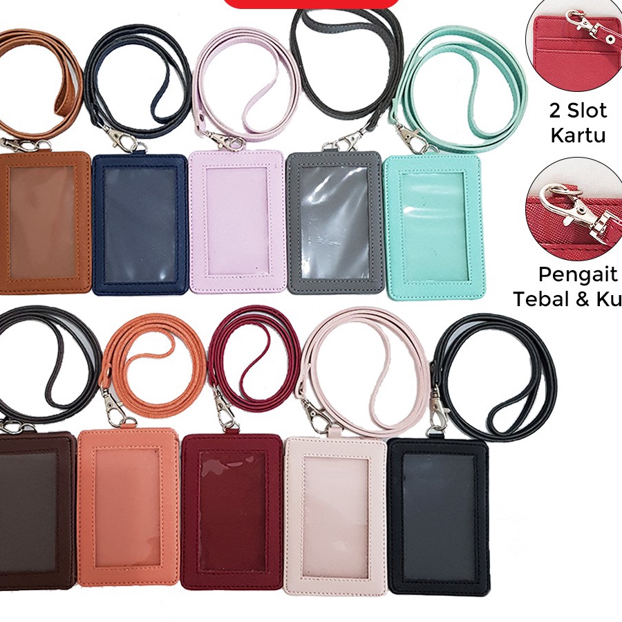 

Ready Stok Flashee Name Tag ID Card Holder Kulit Lanyard Termurah Berkualitas PU Leather Lanyard NameTag ID Card Holder
