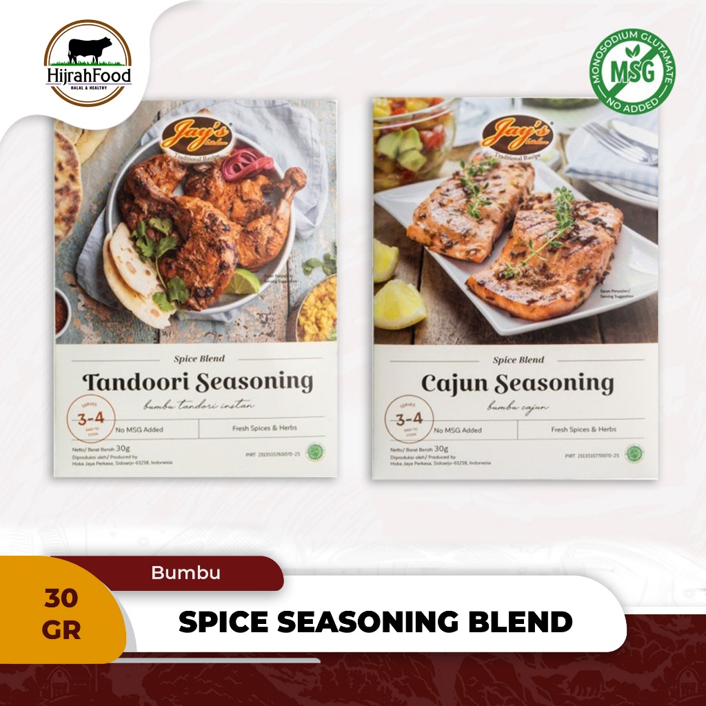 

Jay's Kitchen Seasoning Spice Blend Cajun Tandoori No MSG Praktis 30 gram