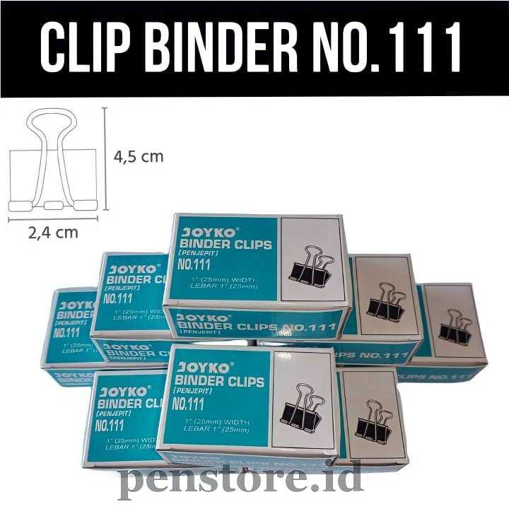 

(Pack = 12pcs)Binder Clip Joyko No.111 / Penjepit Kertas Tanggung Hitam
