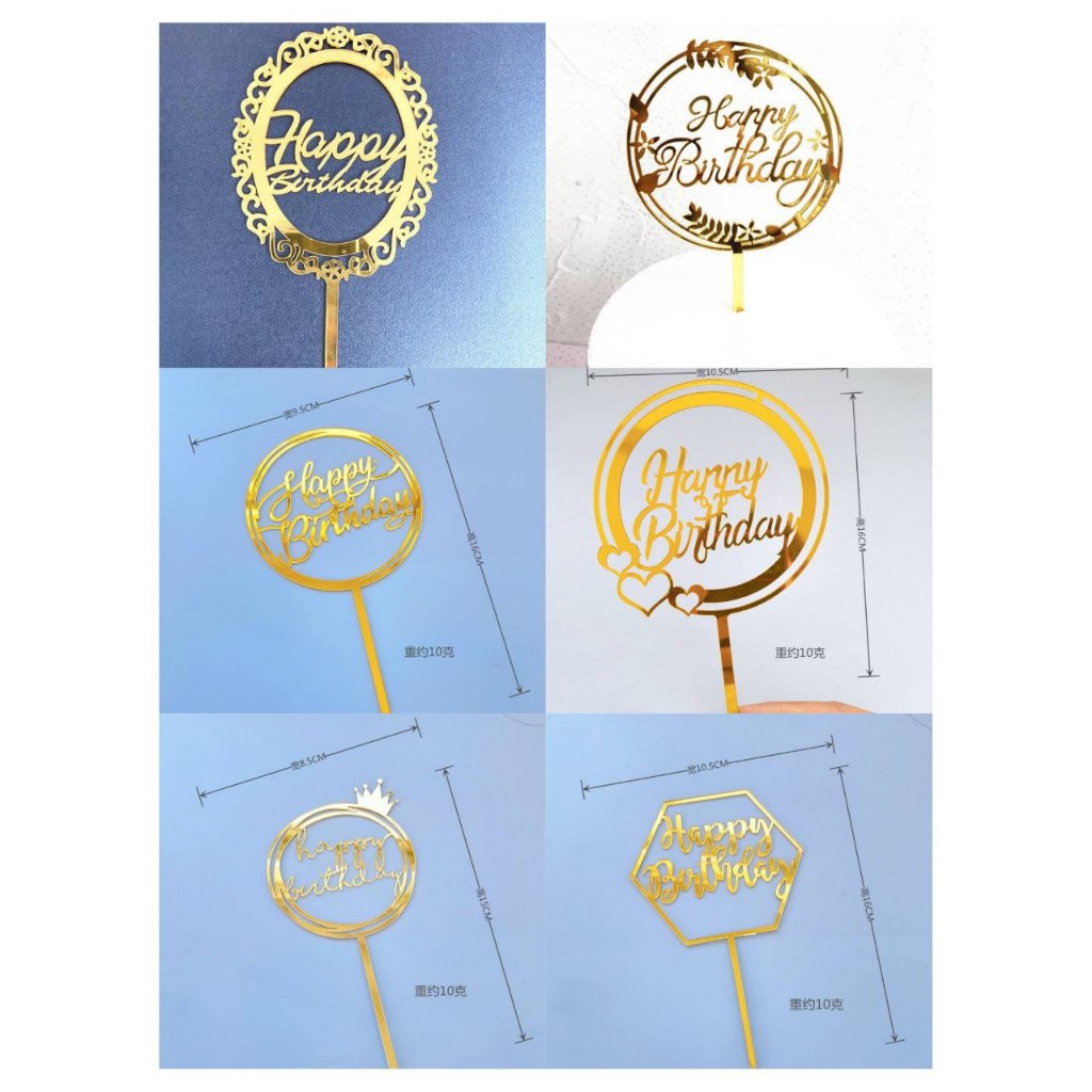 [PART 6] CAKE TOPPER AKRILIK UCAPAN HAPPY BIRTHDAY/TOPPER KUE HBD AKRILIK DENGAN BINGKAI ATAU CIRCLE