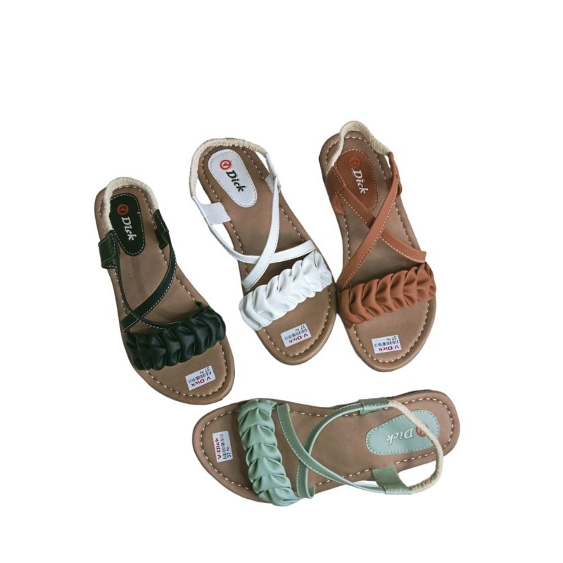 Vdick-Sandal Wanita Tali Kepang Clara/Sandal Cewek Tali Kepang Karet (Jahit Tembus)