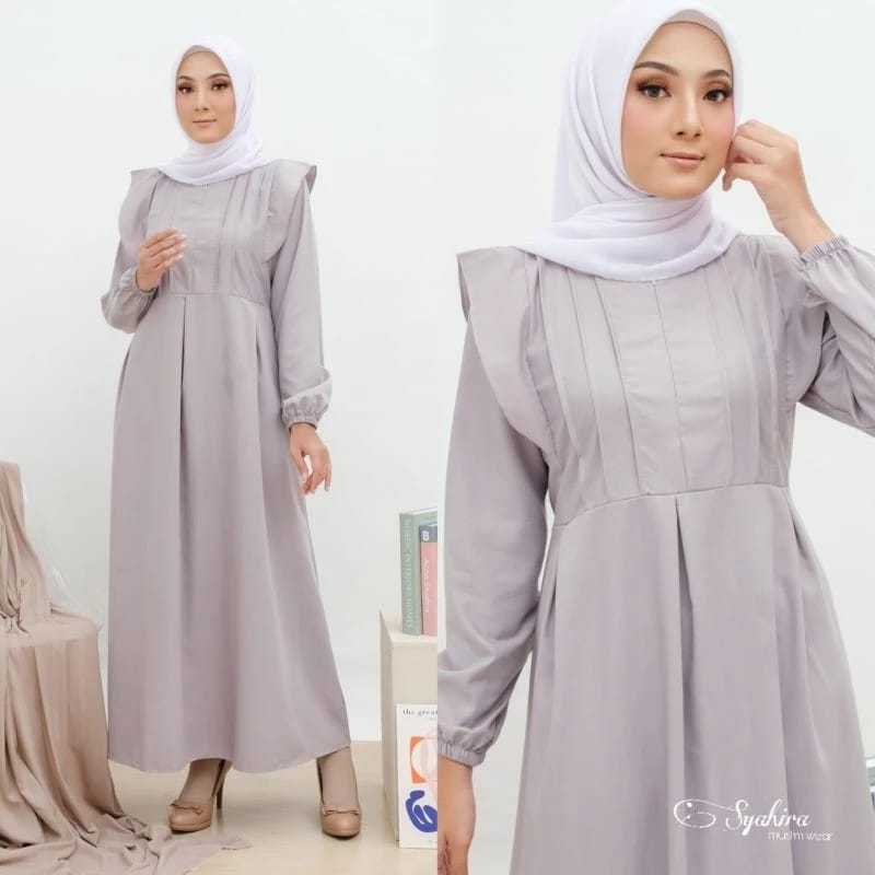 baju muslim polos model gamis terbaru dress remaja kekinian LD120