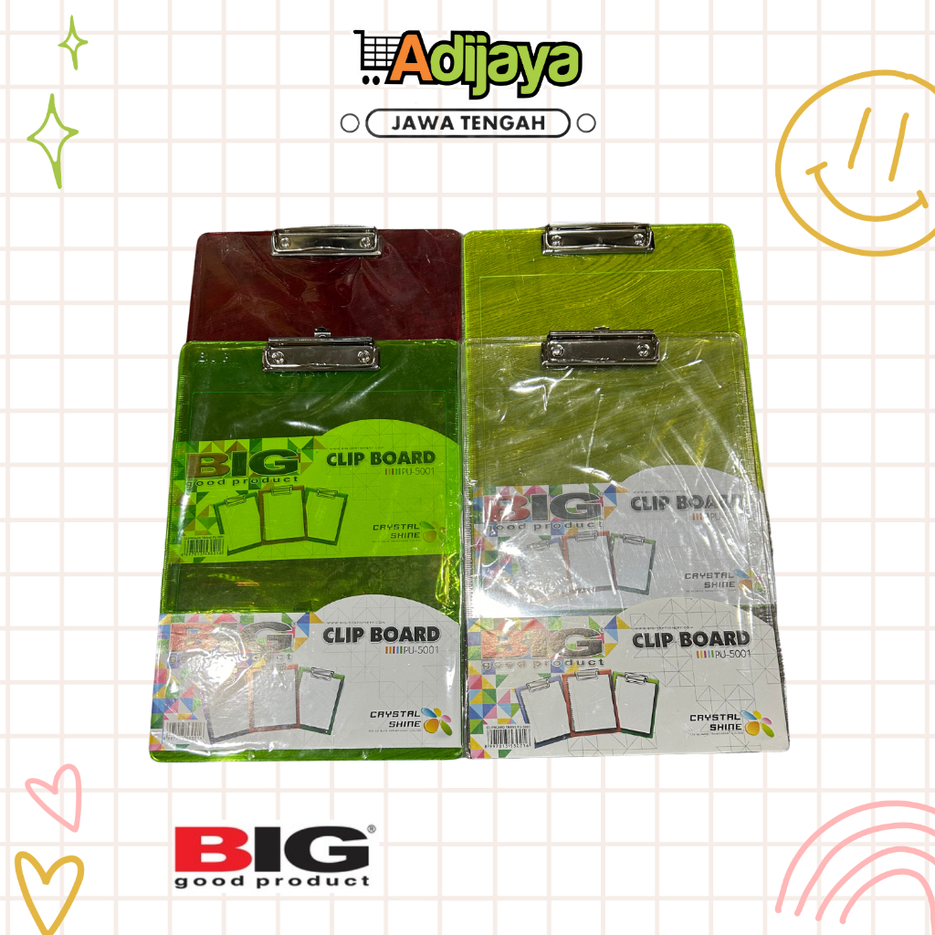 

Clipboard BIG Ukuran F4 / Folio Transparan - Papan Jalan | Papan Ujian | Alas Ujian - PU-5001 | Uk 23,5cm x 34,5cm