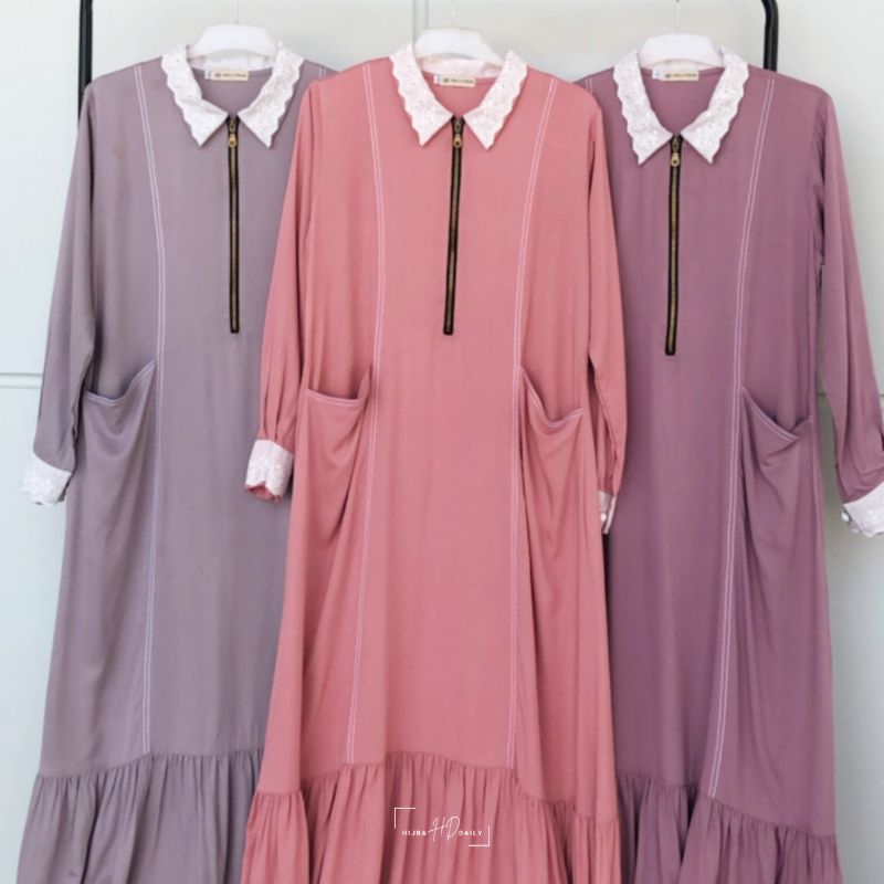 KAMILA DRESS - Dress Rayon Twiil Premium Maxi Dress Gamis Renda