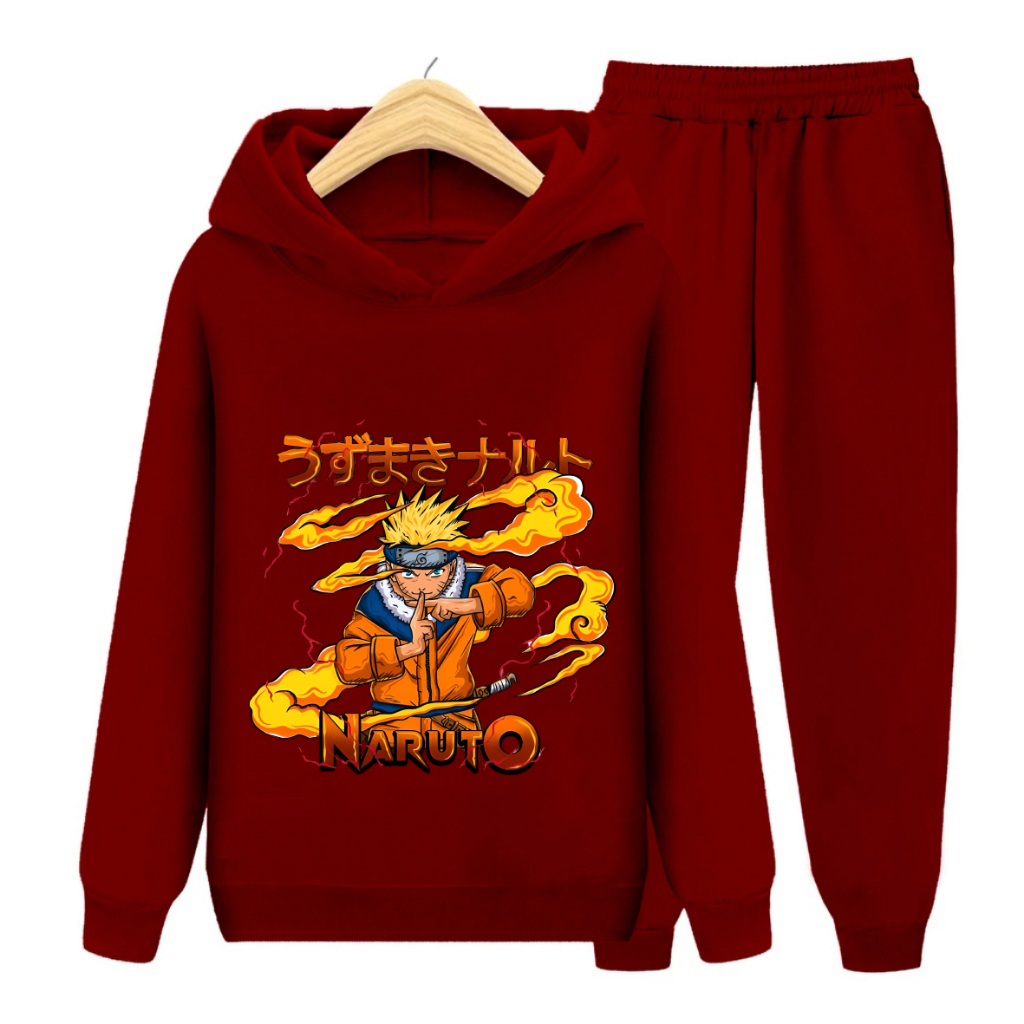 GG Setelan Sweater Hoodie Topi Anak Remaja Gambar Uzumaki Naruto