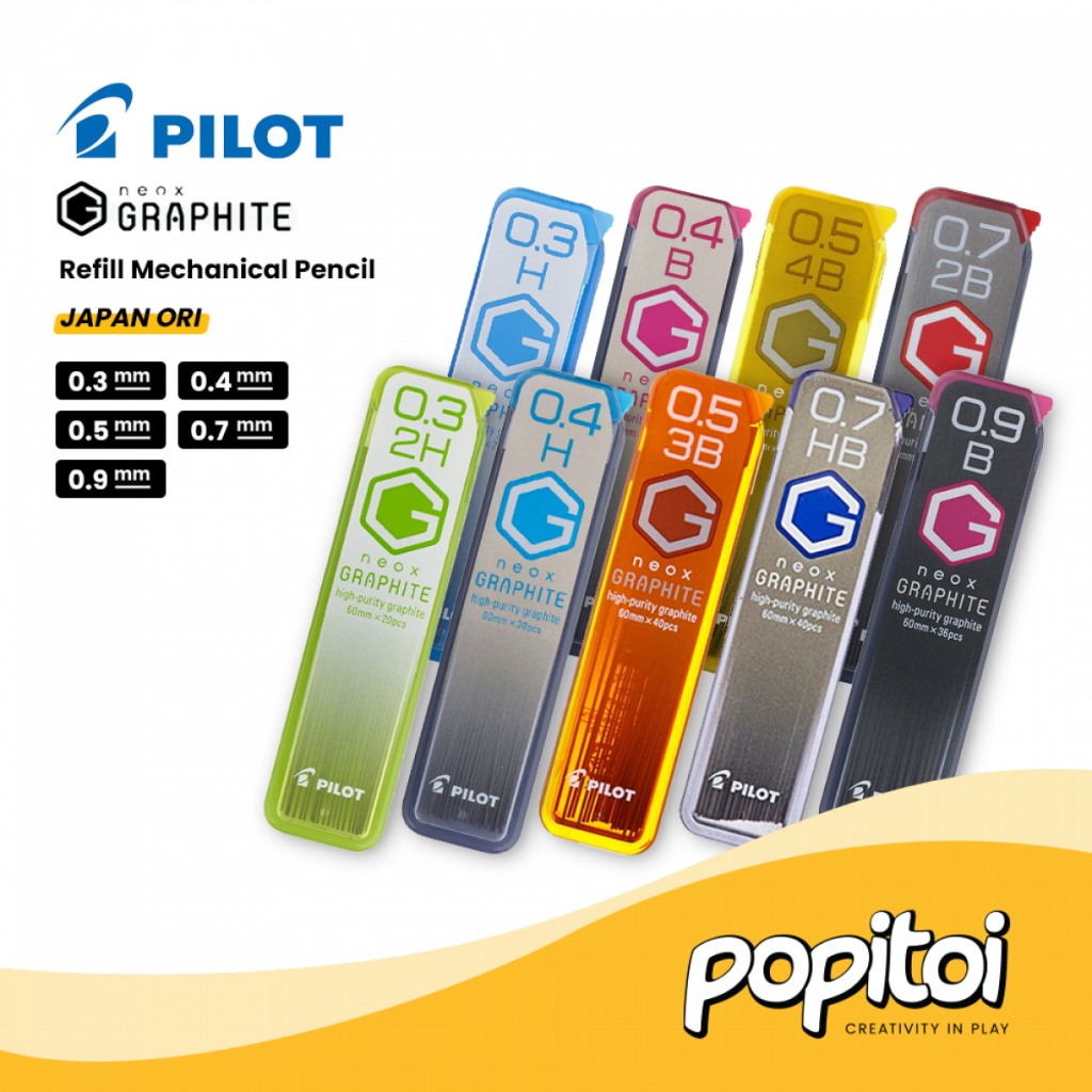 

Pilot REFILL NEOX Graphite Mechanical Pencil Lead 0.3 0.4 0.5 0.7 0.9 mm Isi Ulang Pensil Mekanik