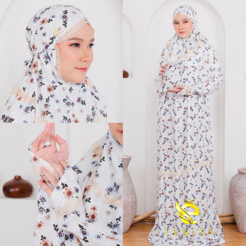 Mukena Terusan Fathiya by elkisa/mukena motif/Mukena atas bawah berlengan/mukena setelan berlengan/m