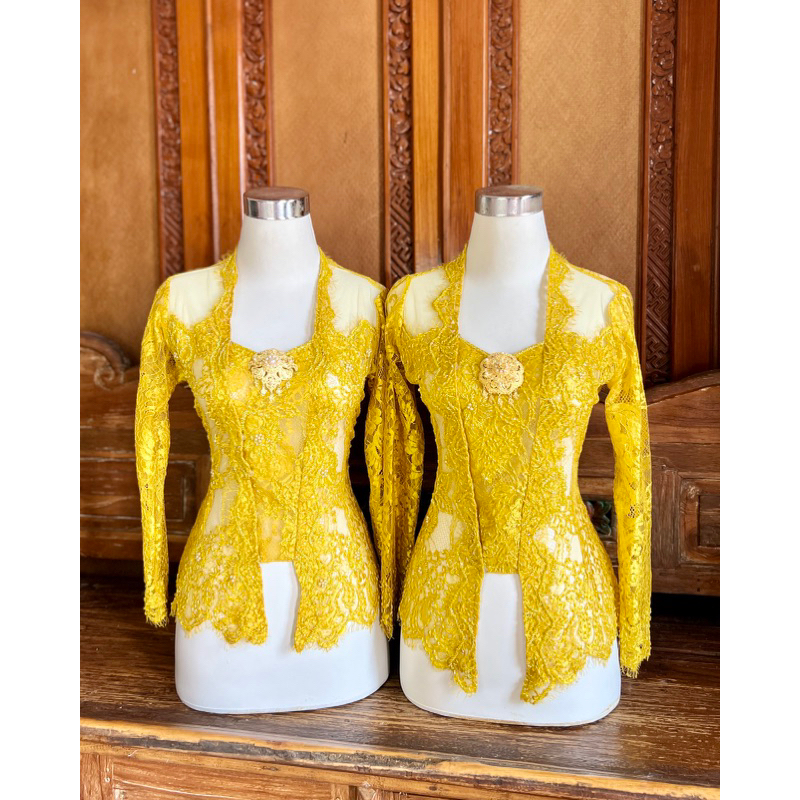 Umahkebayabali / Kebaya payet Semiprancis Kuning Sandat
