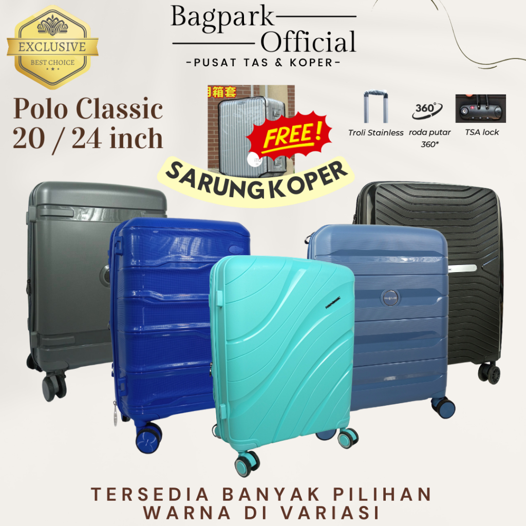 BAGPARK [ FREE SARUNG KOPER ] Koper Fiber PP Polo Classic 20 Inch Koper Polo Classic 24 Inch Premium