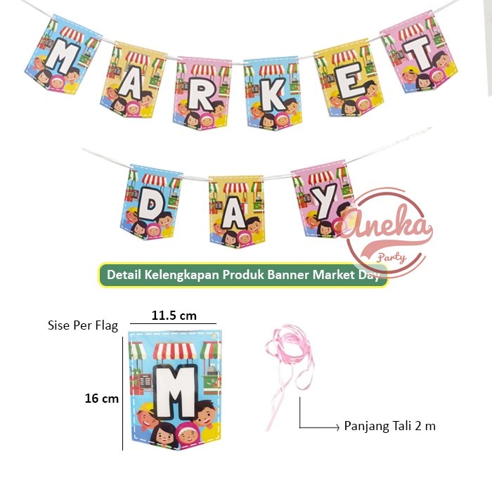 banner market day / bunting flag market day / banner bazar hari belanja