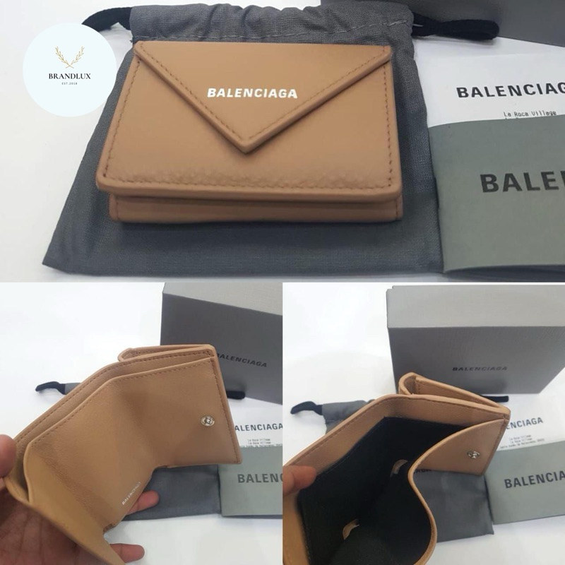 BALENCIAGA mini wallet Triple Folded papier Beige