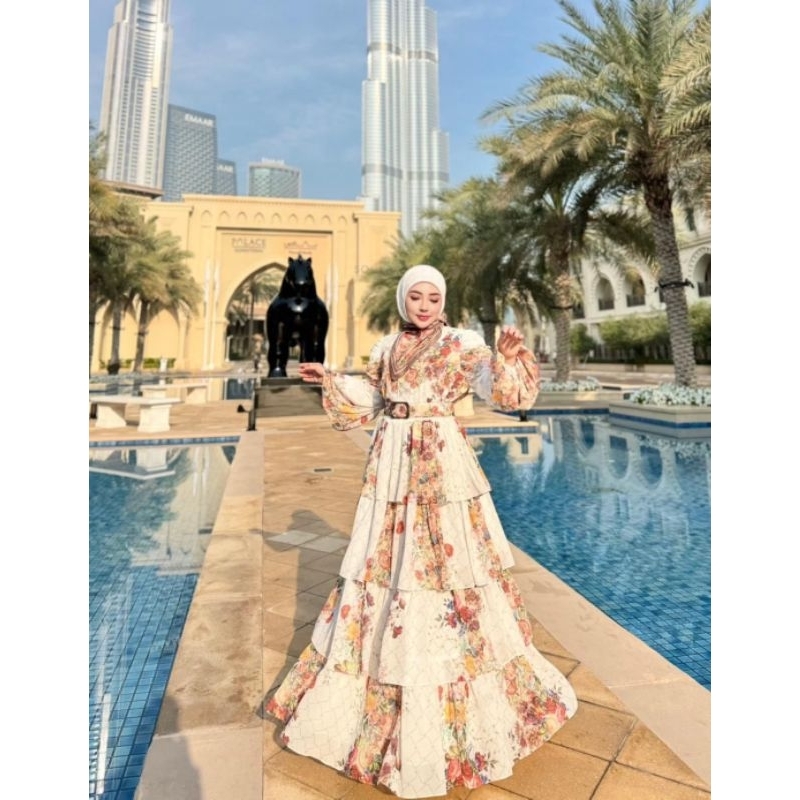 Dress Tingkat Dubai Flower Shellasaukia