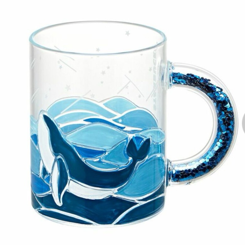 Starbucks Korea Summer Whale Glass Mug RARE