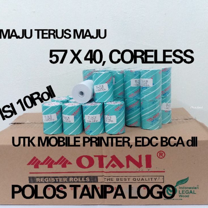 

Terlaku Kertas Struk Thermal Mobile Printer 57x4 CORELESS Merk Otani 1 Pack Isi 1Roll