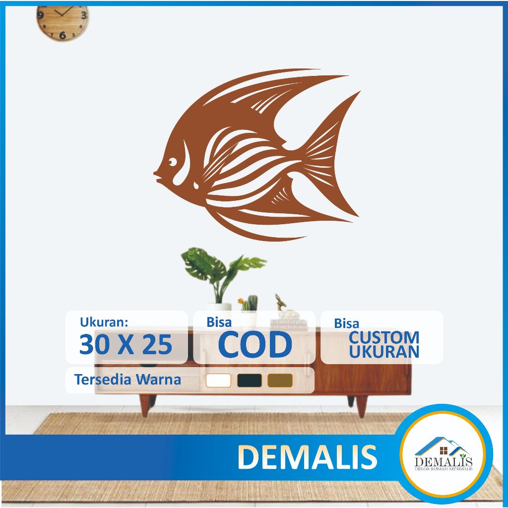 Hiasan Dinding Tempel Aesthetic  Kayu Unik Mewah Motif Ikan Laut Hias Untuk Dekorasi Pajangan Ruang 