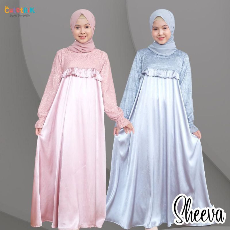 Gamis Pesta anak remaja Sheeva elegan Cutetrik mewah terbaru  biru pink