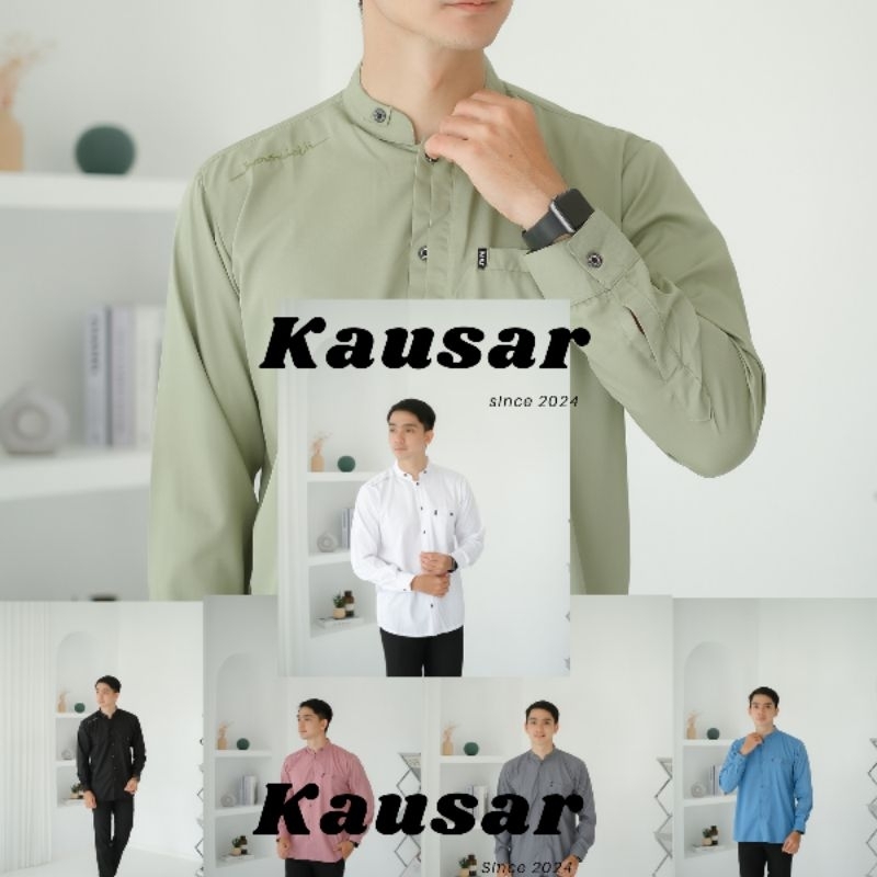 Baju Koko Pria Lengan Panjang Motif Sultan Warna Putih Kombinasi Batik Baju Lebaran Couple Pasangan 