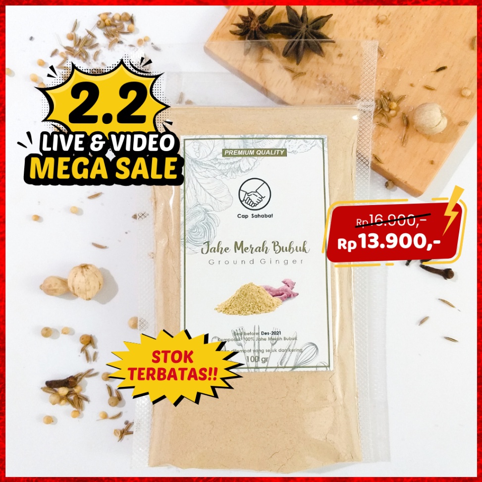 

1212 Product HOT 1gr Jahe Merah Bubuk Murni Ground Ginger Rempah JSR 1 PREMIUM QUALITY CAP SAHABAT