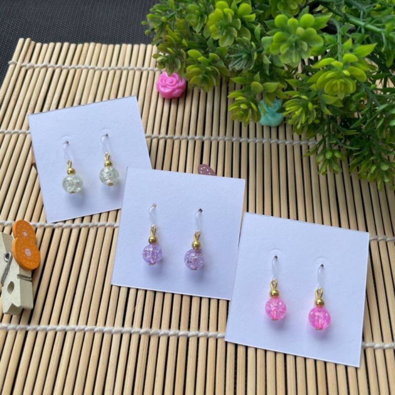 HANDMADE ANTING ANAK KAITAN PLASTIK MUTIARA RETAK-GOLD