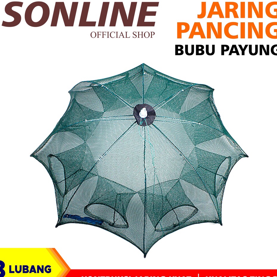 PROMO MURAH SONLINE Payung Bubu 8 Lubang Jaring Jebakan Perangkap Udang ikan Kepiting Model Payung 8