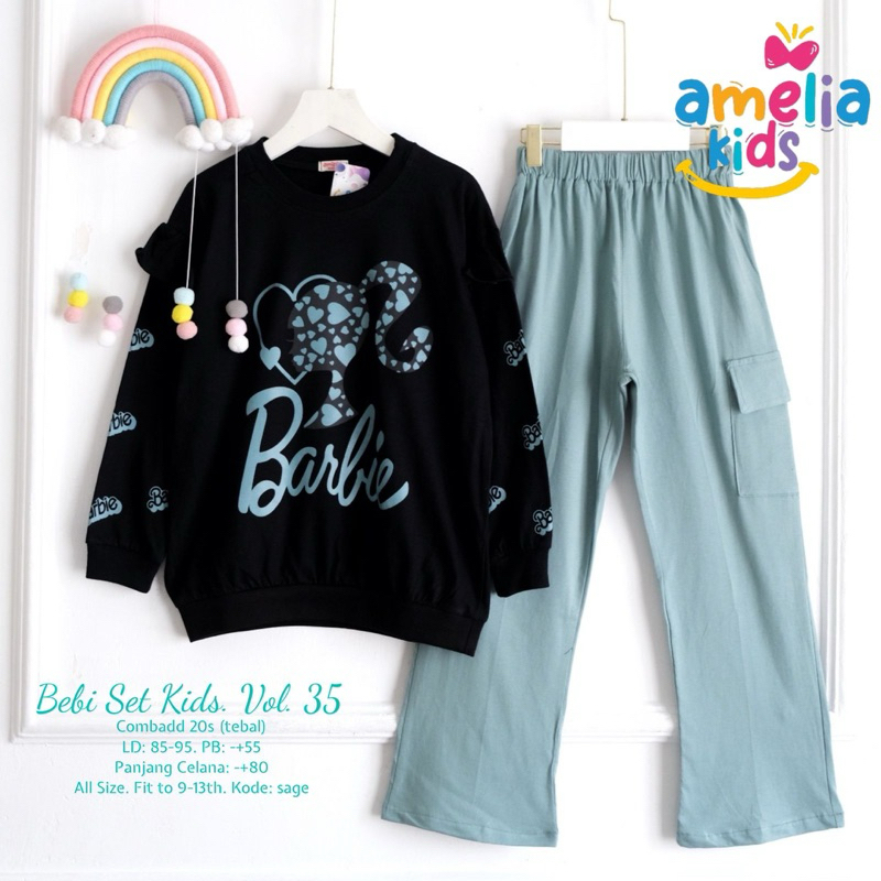 SETELAN KAOS BARBIE ANAK REMAJA PEREMPUAN //BEBY SET ORIGINAL AMELIA KIDS