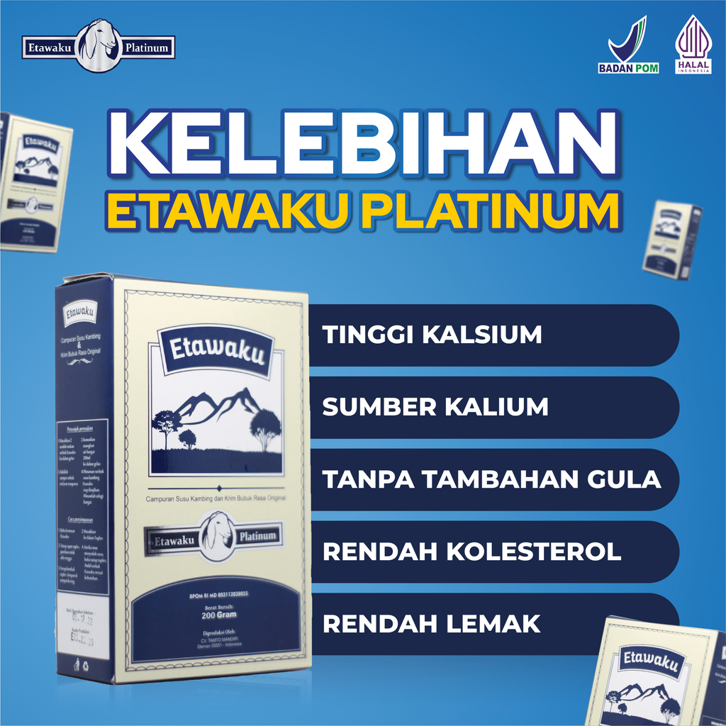 

Etawaku Platinum Susu Kambing Etawa Untuk Nyeri Tulang Sendi dan Sesak 1 Box 200 Gram