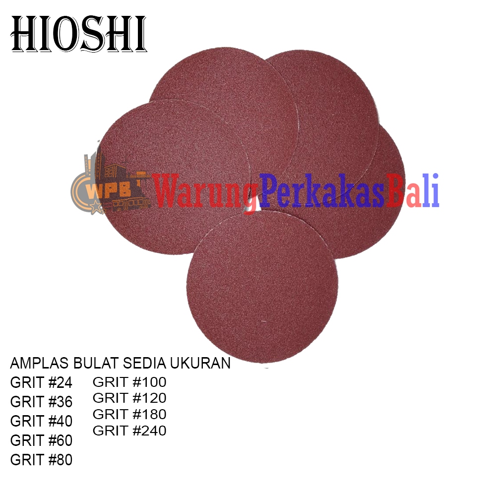 5 Pcs HIOSHI Amplas Bulat Velcro 4 Inch Grit 24 - 240 Mata Amplas Bulat Permukaan Halus - Kasar Grit