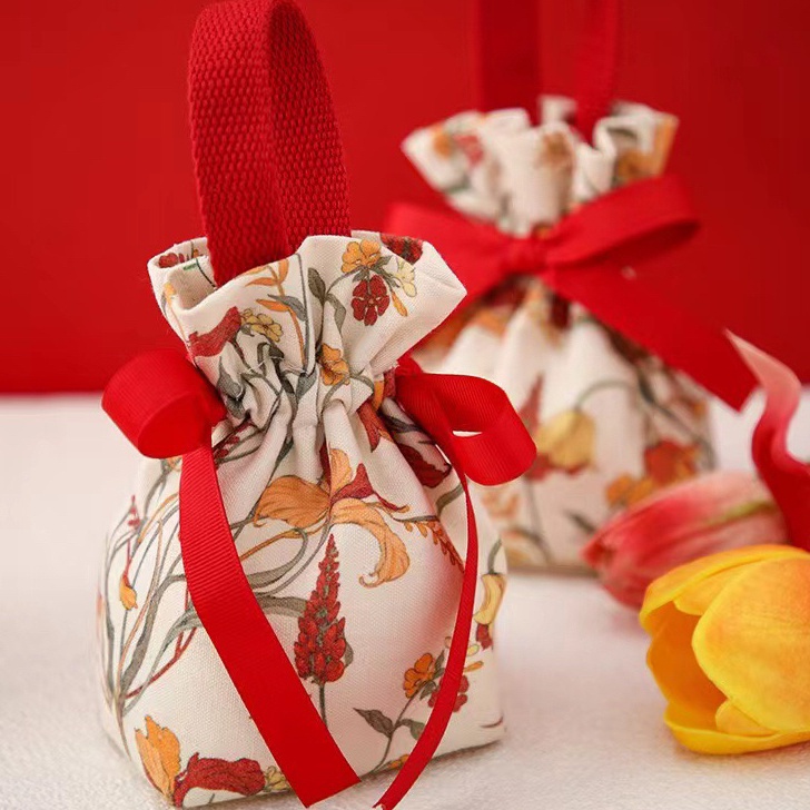 

XG34448 Kantong pouch hampers serut natal bahan canvas