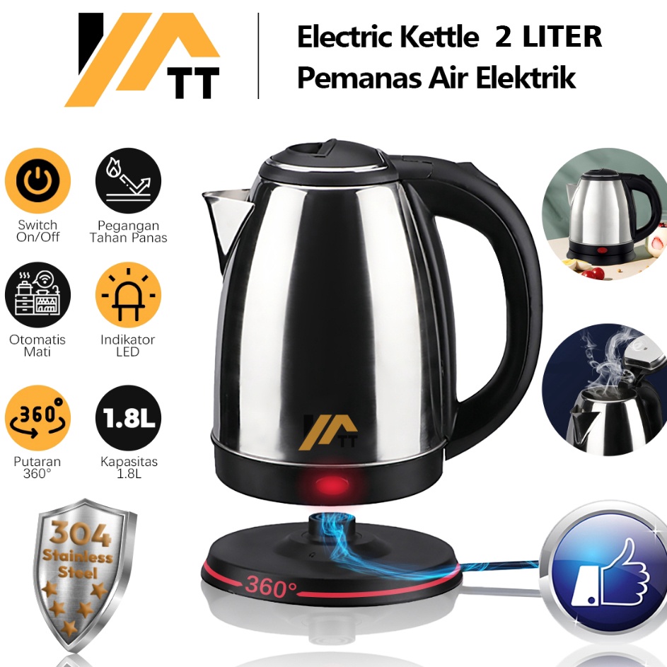 MR YATT Teko Listrik Otomatis 2L Electric Kettle Portable  Teko Elektrik Otomatis Serbaguna Liter Fu