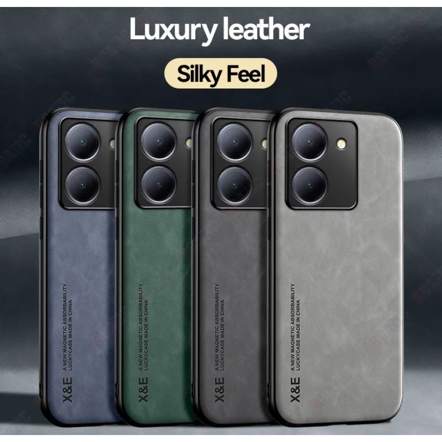 Case Vivo Y36 4G Leather Magnetic Suede Casing Tekstur Kulit Domba Halus Hybrid Camera Protect