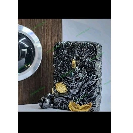 Original Zippo Jacket Tribal Dragon Black & Gold Plated