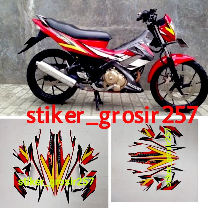 STIKER STRIPING LES LIS BODY SUZUKI SATRIA FU CBU 2007 2008 MERAH STANDAR