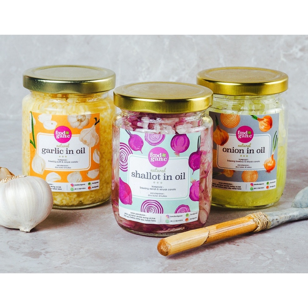 

READY STOK Set Kaca Canola Bawang Putih Bawang Merah Bombay dalam Minyak Minced Garlic Shallot Onion Bombai in oil