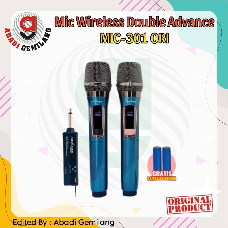 Mic Wireless Double Advance MIC-301 /Mic Wireless Advance 301 Double Mic ORI