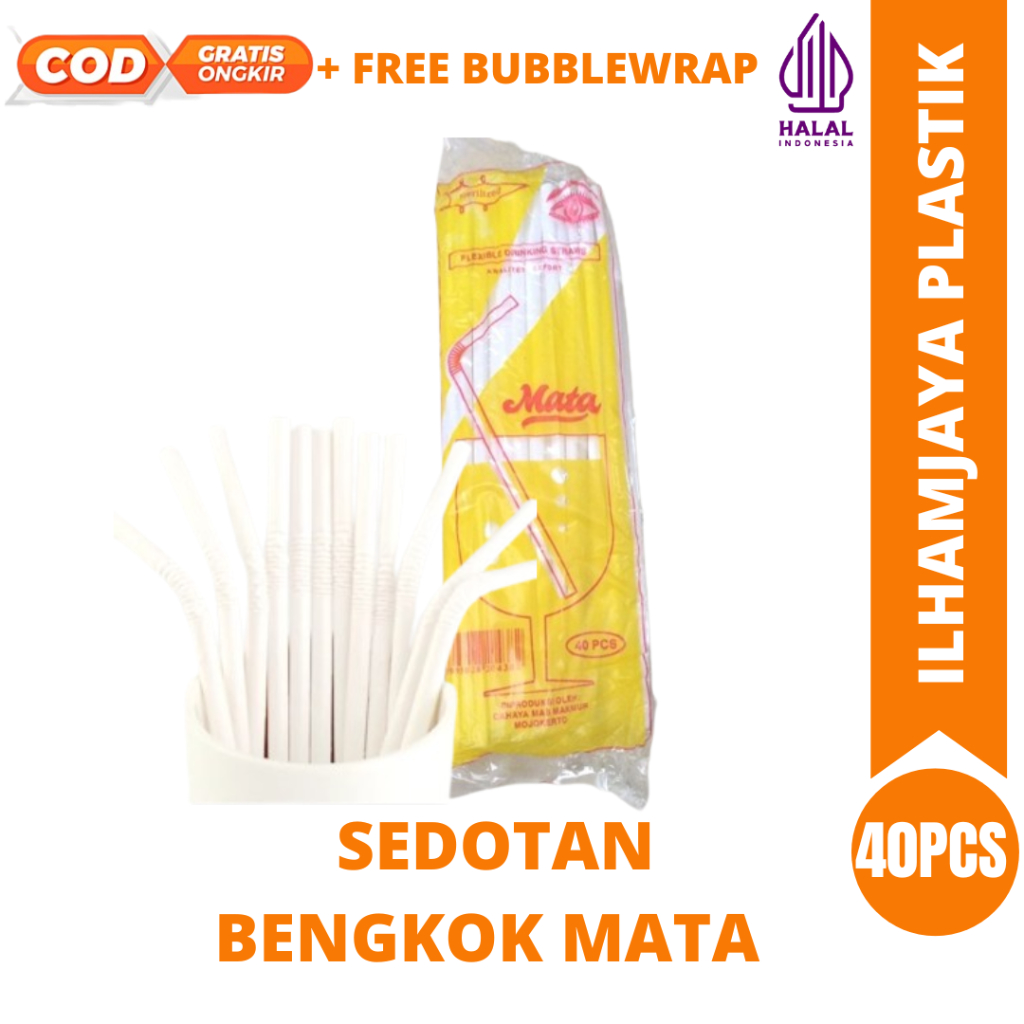 Sedotan bengkok mata 40pcs / sedotan plastik / sedotan bengkok