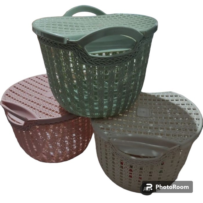 Keranjang bulat + tutup plastik, zora