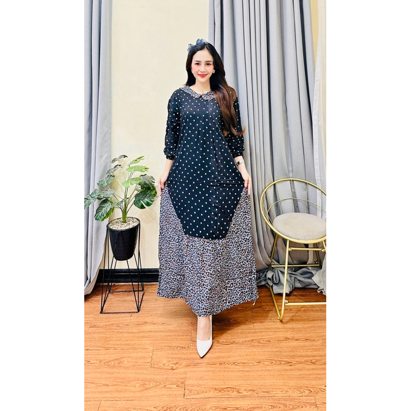 GAMIS MOTIF POLKADOT GAMIS WANITA JUMBO GAMIS TERBARU