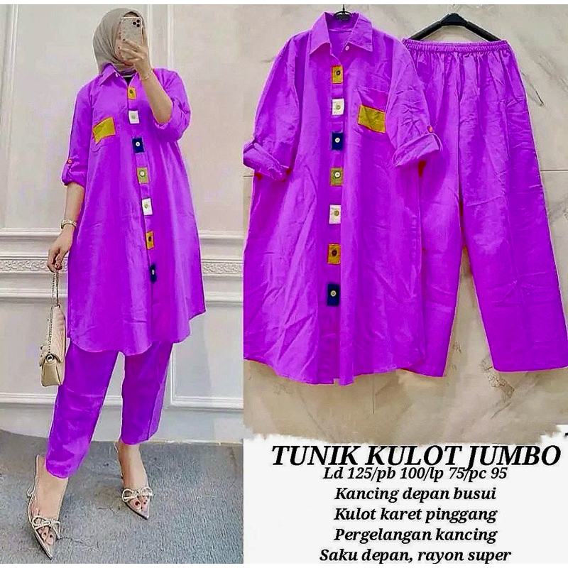 SENA SET SETELAN TUNIK RAYON ONE SET JUMBO POLOS